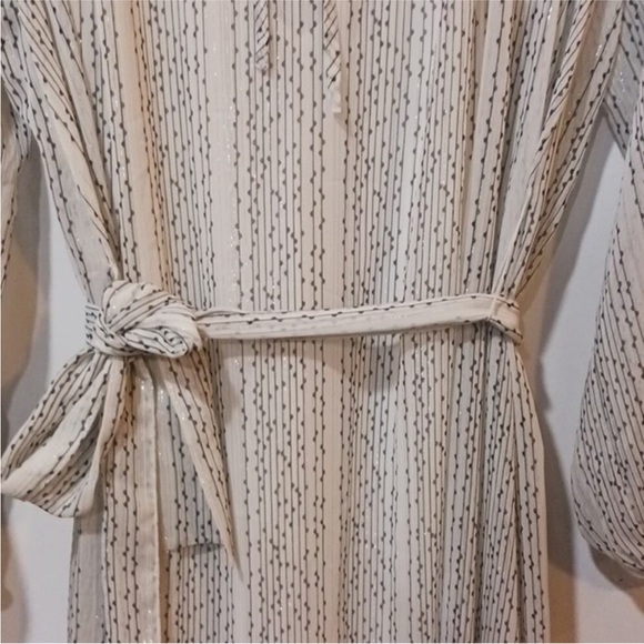 Banana Republic White Black Dot Sheer Chiffon Boho Midi Dress - Picture 7 of 14